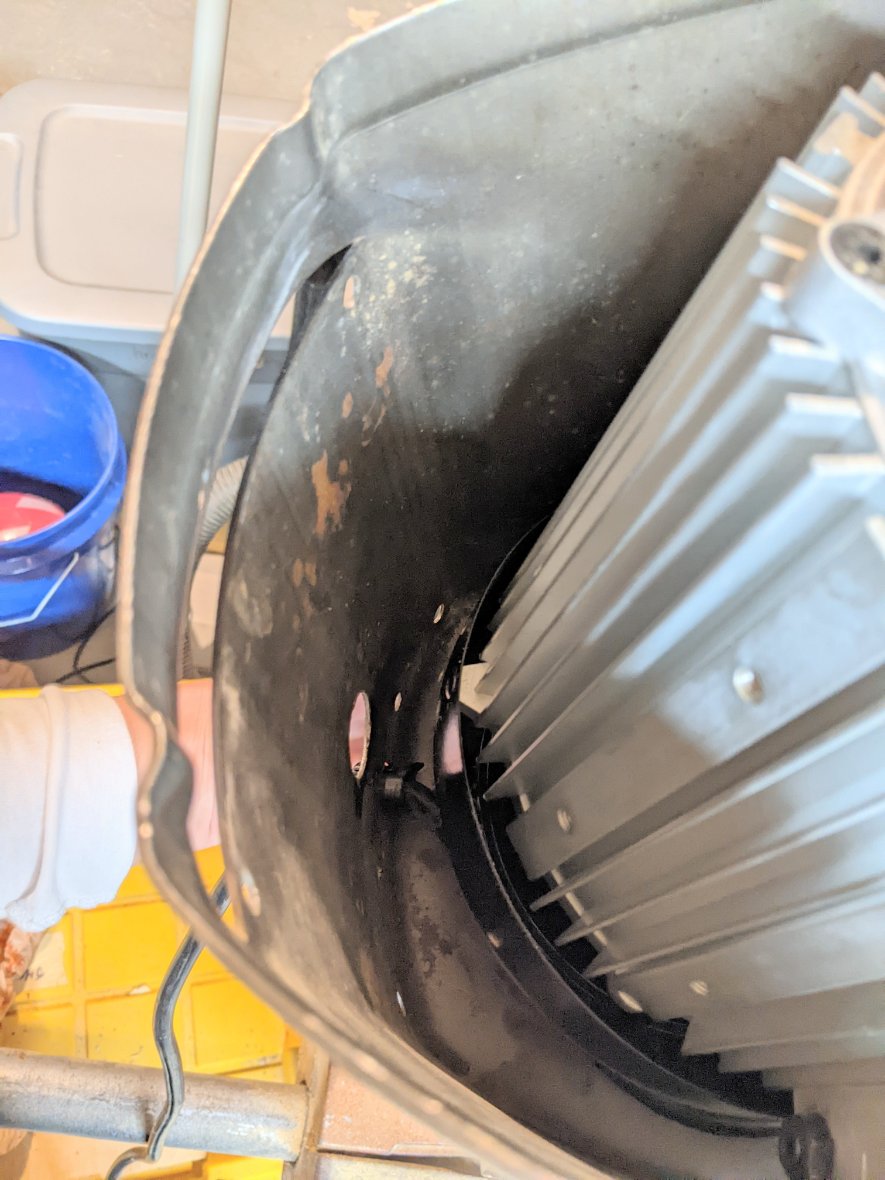 Cord gets jammed between motor pan and motor