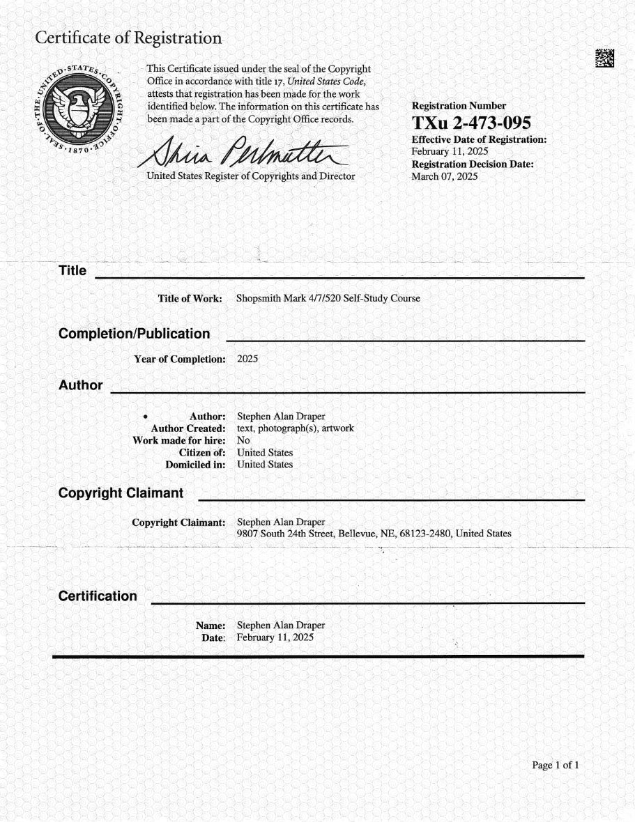 Shopsmith Mark 47520™ Self-Study Course Copyright.jpg